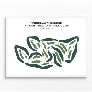 Parcours Woodlawn au Fort Belvoir Golf Club, Virginie | Carte du parcours de golf, carte du golf, cadeau de golfeur pour lui, mise en page de la carte de score, impression d'art sans cadre