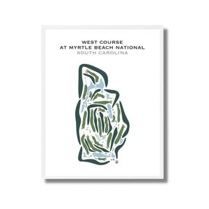 Parcours ouest à Myrtle Beach National, Caroline du Sud | Carte du parcours de golf, carte du golf, cadeau de golfeur pour lui, mise en page de la carte de score, cadeau petit ami golfeur