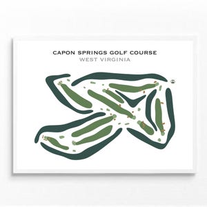 Parcours de golf de Capon Springs, Virginie-Occidentale | Carte du parcours de golf, carte du golf, cadeau golfeur pour lui, mise en page de la carte de score, cadeau petit ami golfeur, impression d'art sans cadre
