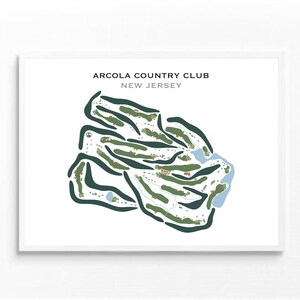 Arcola Country Club, NJ / Mapa del campo de golf, regalos de golf para papá, decoración del hogar, decoración de golf, arte mural de golf / Impresión artística estilo acuarela sin marco