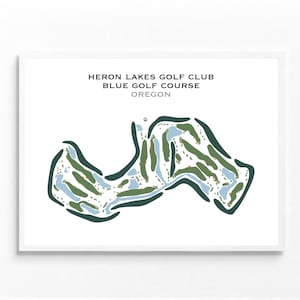 Heron Lakes Golf Club, Blue Course, OR / Mapa del campo de golf, regalo de golfista para él, diseño de tarjeta de puntuación, regalo de novio golfista, impresión artística SIN MARCO