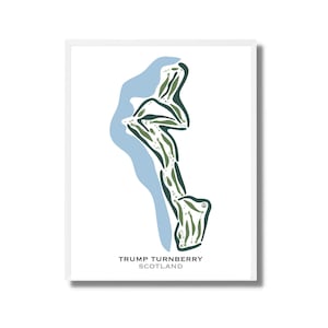 Trump Turnberry, Escocia / Mapa de campos de golf, regalos de golf para papá, regalo de decoración de golf, arte de pared de golf / Impresión artística estilo acuarela Sin marco