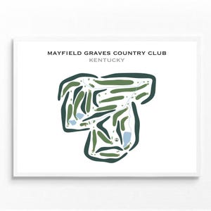 Mayfield Graves Country Club, KY | Mapa do campo de golfe, decoração, presente de jogador de golfe para ele, layout de cartão de pontuação, presente de namorado jogador de golfe, impressão de arte SEM MOLDURA