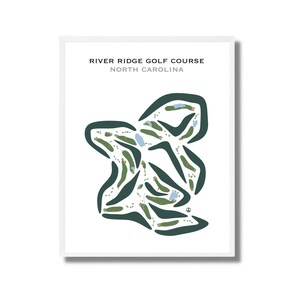 de golf de River Ridge, Caroline du Nord | Carte du parcours de golf, carte du golf, cadeau golfeur pour lui, mise en page de la carte de score, cadeau petit ami golfeur, impression d'art sans cadre