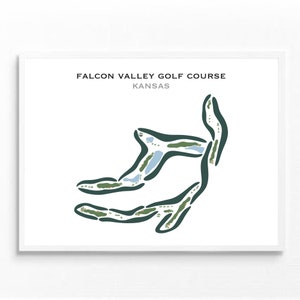 Falcon Valley-golfbaan, Kansas | Golfbaankaart, golfkaart, golfer cadeau voor hem, scorecardlay-out, cadeau golfer vriendje, kunstprint INGELIJSTE