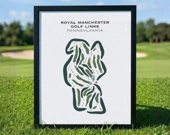 Royal Manchester Golf Links, PA / Mapa del campo de golf, Mapa de golf, Regalo para golfista, Diseño de tarjeta de puntuación, Regalo para novio golfista, Lámina decorativa