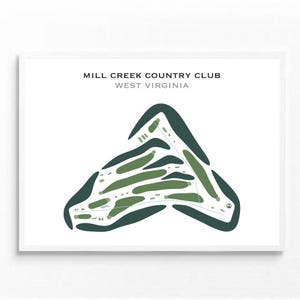 Country Club de Mill Creek, Virginie-Occidentale | Carte du parcours de golf, carte du golf, cadeau golfeur pour lui, mise en page de la carte de score, cadeau petit ami golfeur, impression d'art sans cadre
