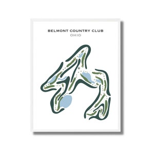 Belmont Country Club, Ohio, carte du parcours de golf, cadeau d'anniversaire d'un amoureux du golf, cadeaux golf personnalisés, cadeau papa golfeur, cadeau déco golfeur