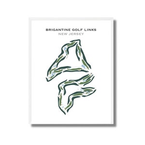 Brigantine Golf Links, New Jersey | Golfbaankaart, golfkaart, golfer cadeau voor hem, scorecardlay-out, cadeau golfer vriendje, kunstdruk INGELIJST