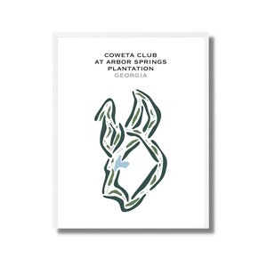 Club Coweta à Arbor Springs Plantation, Géorgie | Carte du terrain de golf, carte du golf, cadeau golfeur pour lui, cadeau petit ami golfeur, impression d'art sans cadre
