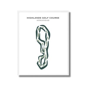 Parcours de golf Highlands, Arkansas | décoration murale de golf, cadeau commémoratif de golf, cadeau de golf de garçon d'honneur | Impression d'art style aquarelle sans cadre