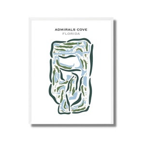 Golfclubafdrukken - Admirals Cove Florida-golfbaankaart | Golfbaanspeldkaart voor kantoorinrichting | Niet ingelijste golfbaanposter | Golferscadeau