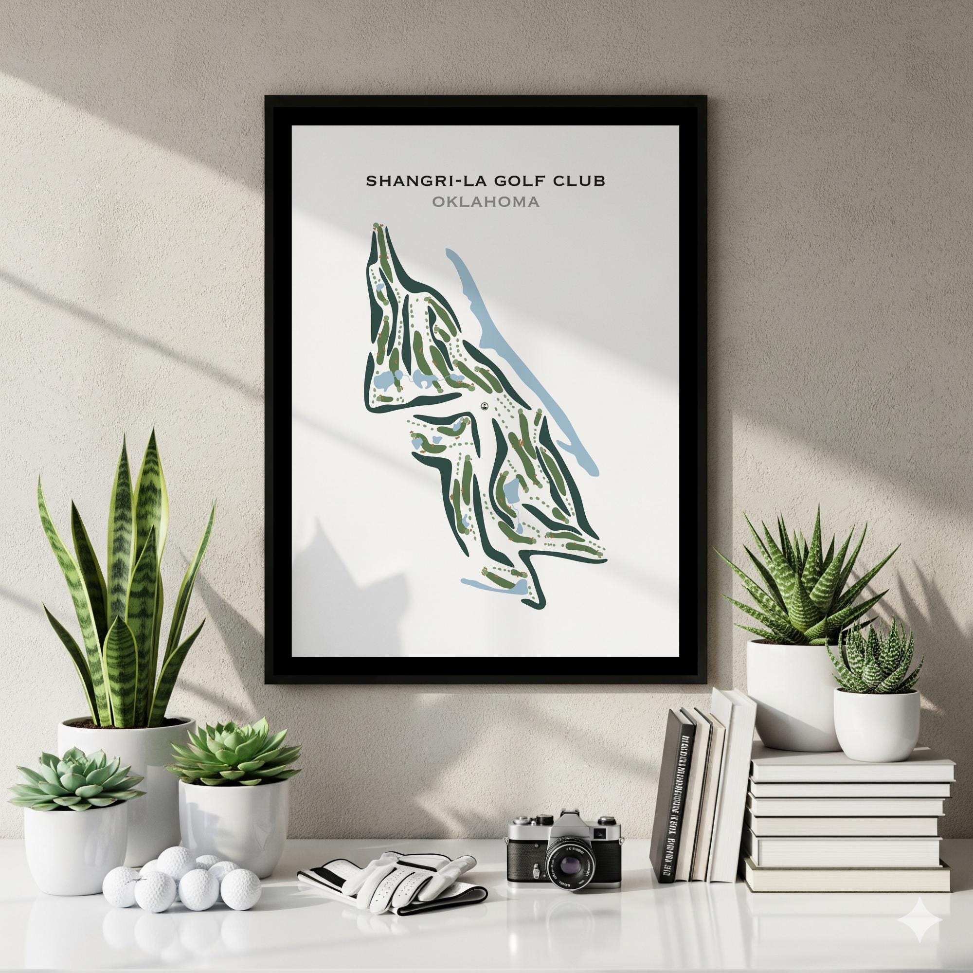 AOKI GOLF CLUB フレームアート Shangri-la Golf Club, Oklahoma Wall Art | Golf Course Map, Golfer