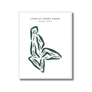 Links op Perry Cabin, Maryland | Golfbaankaart, decor, golfkaart, golfer cadeau voor hem, scorecardlay-out, cadeau golfer vriendje, kunstdruk INGELIJST