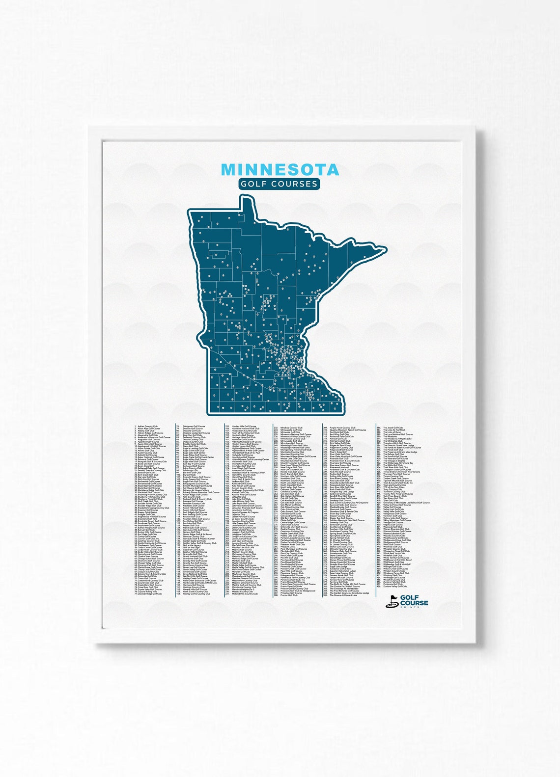 Map of Minnesota Golf Courses Great Gift for Husband Golf Etsy