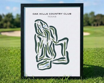 Oak Hills Country Club, Texas | Golf Course Map, Golf Map, Golfer Gift For Him, Scorecard Layout, Golfer Boyfriend Gift, Art Print Decor