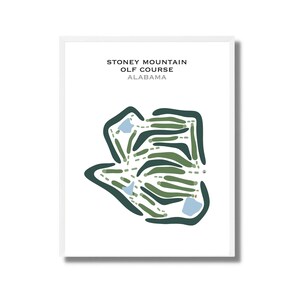 Stoney Mountain-golfbaan, AL | Golfbaankaart, decor, golfer cadeau voor hem, scorecardlay-out, cadeau golfer vriendje, kunstdruk INGELIJST