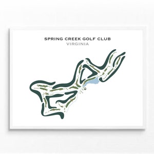 Club de golf de Spring Creek, Virginie | Carte du parcours de golf, carte du golf, cadeau golfeur pour lui, mise en page de la carte de score, cadeau petit ami golfeur, impression d'art sans cadre