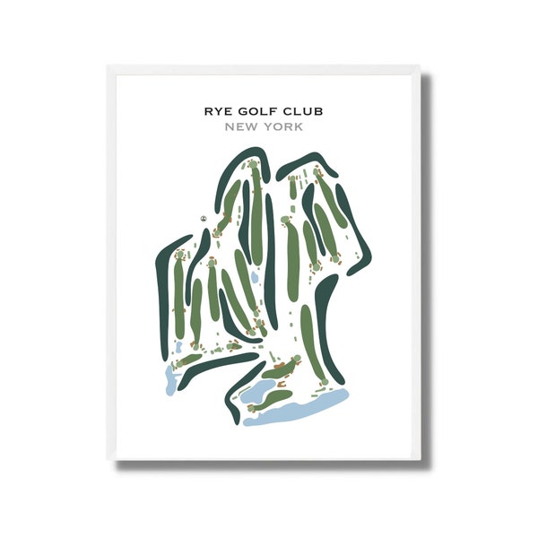 Rye Golf Club, New York | Golf Course Map, Home Decor, Golfer Gift For Him, Scorecard Layout, Golfer Boyfriend Gift, Art Print UNFRAMED