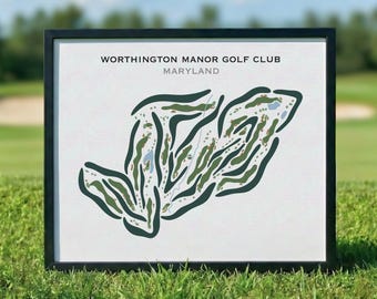 Worthington Manor Golf Club, MD | Golf Course Map, Golf Map, Golfer Gift For Him, Scorecard Layout, Golfer Boyfriend Gift, Art Print Decor
