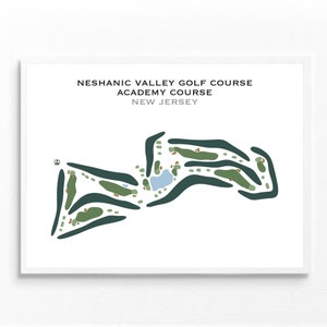 Neshanic Valley-golfbaan, Academy Course, New Jersey | Golfbaankaart, golfkaart, golfer cadeau voor hem, cadeau golfer vriendje, kunstdruk INGELIJSTE