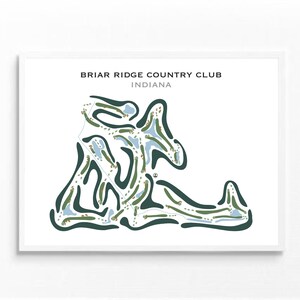 Briar Ridge Country Club, IN / Mapa del campo de golf, mapa de golf, regalo de golfista para él, diseño de tarjeta de puntuación, regalo de novio golfista, impresión artística SIN MARCO