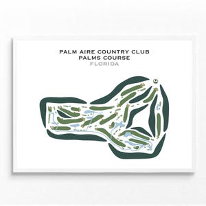 Palm Aire Country Club - Parcours Palms, Floride | Carte du terrain de golf, carte du golf, cadeau golfeur pour lui, cadeau petit ami golfeur, impression d'art sans cadre