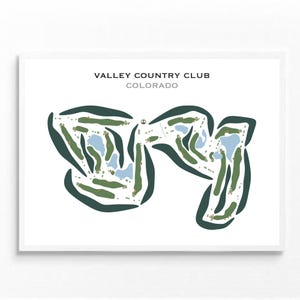 Valley Country Club, Colorado | Golfbaankaart, golfkaart, golfer cadeau voor hem, scorecardlay-out, cadeau golfer vriendje, kunstdruk INGELIJST