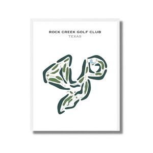 Rock Creek Golf Club, Texas | Golf Course Map, Golf Map, Golfer Gift For Him,Scorecard Layout,Golfer Boyfriend Gift, Art Print UNFRAMED