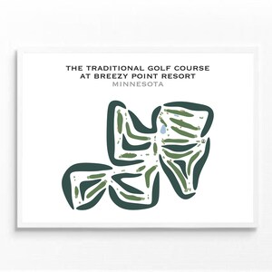 Parcours de golf traditionnel au Breezy Point Resort, MN | Carte du terrain de golf, carte du golf, cadeau golfeur pour lui, cadeau petit ami golfeur, impression d'art sans cadre