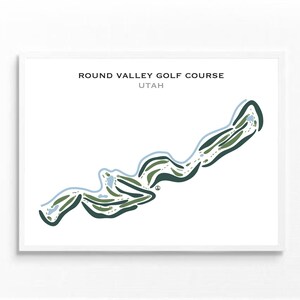 Golfclubafdrukken: kaart Round Valley Utah-golfbaan | Golfbaanposter voor golfkaart | Geweldig cadeau voor golfliefhebber | Gemaakt met aquarel