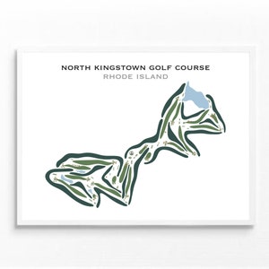 North Kingstown-golfbaan, Rhode Island|Golfbaankaart, golfcadeaus voor papa, golfmuurkunst | Kunstafdruk in aquarelstijl, niet ingelijst
