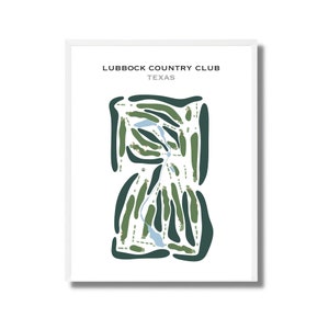 Lubbock Country Club, Texas / Mapa del campo de golf, mapa de golf, regalo de golfista para él, diseño de tarjeta de puntuación, regalo de novio golfista, impresión artística SIN MARCO