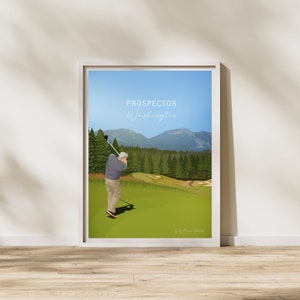 Prospektor Golf Platz, Washington | Signature Hole Golf Poster, Golf Dekor, Sport Geschenk für Papa, Golf Liebhaber Geschenk, Jubiläums Golf Geschenk