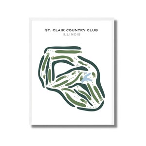 Golf Club Drucke - St. Clair Illinois Golf Platz Karte | Aquarell Golf Platz Handwerk | Golf Platz Layout Druck Für Wände | Geschenke für Golfer