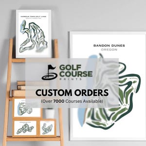 Aangepaste golfbaanprints | Golfbaankaart, golfkaart, golfer cadeau voor hem, scorecardlay-out, cadeau golfer vriendje, kunstprint INGELIJSTE