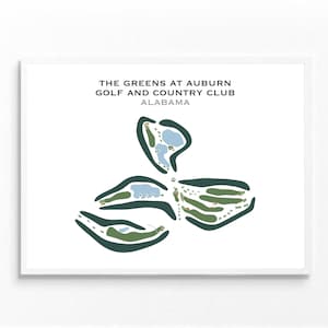 The Greens en Auburn Golf & Country Club, Alabama / Mapa del campo de golf, decoración, regalo de golfista para él, regalo de novio golfista, impresión artística SIN MARCO