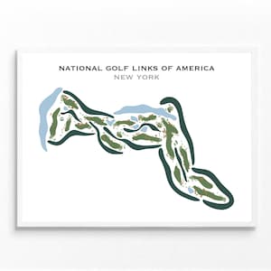 National Golf Links of America, Nueva York / Mapa de campos de golf, regalo del Día del Padre, arte mural de golf / Impresión artística estilo acuarela sin marco