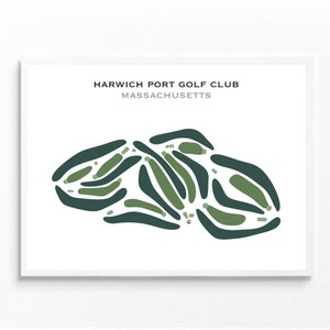 Harwich Port Golf Club, MA / Mapa del campo de golf, mapa de golf, regalo de golfista para él, diseño de tarjeta de puntuación, regalo de novio golfista, impresión artística SIN MARCO