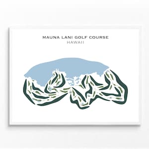Stampe di Golf Club - Mappa del campo da golf di Mauna Lani Hawaii / Mappa del campo da golf con spille per pareti domestiche / Stampe di mappe di campi da golf ad acquerello / Regalo per golfisti