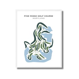 Parcours de golf de Pine Ridge, Maryland | Carte du parcours de golf, carte du golf, cadeau golfeur pour lui, mise en page de la carte de score, cadeau petit ami golfeur, impression d'art sans cadre