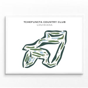 Country Club de Tchefuncta, Louisianne | Carte du parcours de golf, carte du golf, cadeau golfeur pour lui, mise en page de la carte de score, cadeau petit ami golfeur, impression d'art sans cadre