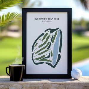 Elk Rapids Golf Club, MI Golf Course Map, Golf Map Art Poster, Golf Gift For Women, Christmas Gift For Dad, Golf Lover Holiday Gift