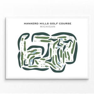 Parcours de golf de Hankerd Hills, Michigan | Carte du parcours de golf, carte du golf, cadeau golfeur pour lui, mise en page de la carte de score, cadeau petit ami golfeur, impression d'art sans cadre