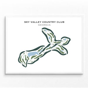 Sky Valley Country Club, Georgia | Golfbaankaart, golfkaart, golfer cadeau voor hem, scorecardlay-out, cadeau golfer vriendje, kunstdruk INGELIJST