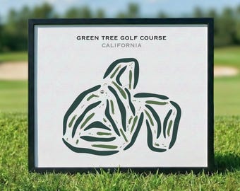 Green Tree Golf Course, California | Golf Course Map, Golf Map, Golfer Gift For Him, Scorecard Layout, Golfer Boyfriend Gift,Art Print Decor