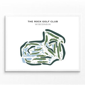 The Rock Golf Club, WI | Carte du parcours de golf, carte du golf, cadeau golfeur pour lui, mise en page de la carte de score, cadeau petit ami golfeur, impression d'art sans cadre
