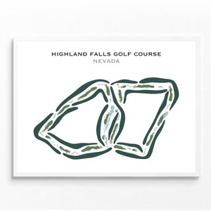 Parcours de golf de Highland Falls, Nevada | Carte du terrain de golf, carte du golf, cadeau golfeur pour lui, mise en page de la carte de score, cadeau petit ami golfeur, impression d'art sans cadre