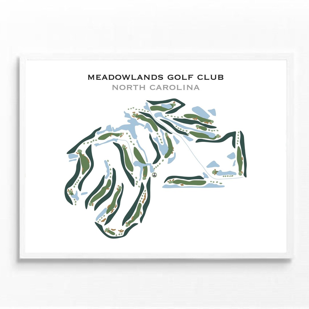 Meadowlands Golf Club, NC Golf Course Map, Home Decor, Golfer Gift for
