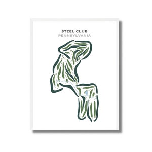 Steel Club, Pennsylvania | Golf Platz Karte, Golf Geschenke für Papa, Golf Dekor für Zuhause, Golf Wand Kunst | Aquarell Style Kunstdruck Ungerahmt